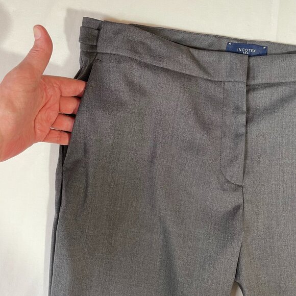 Incotex Wool Pants Gray Straight Leg Cuffs Military Inspired Size 12 - Picture 6 of 16